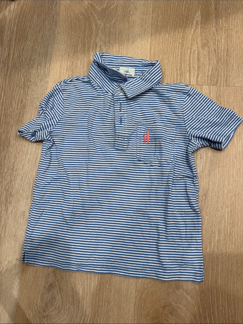 Johnnie-O. Light Blue Striped Blue Kids Polo Shirt with Pocket